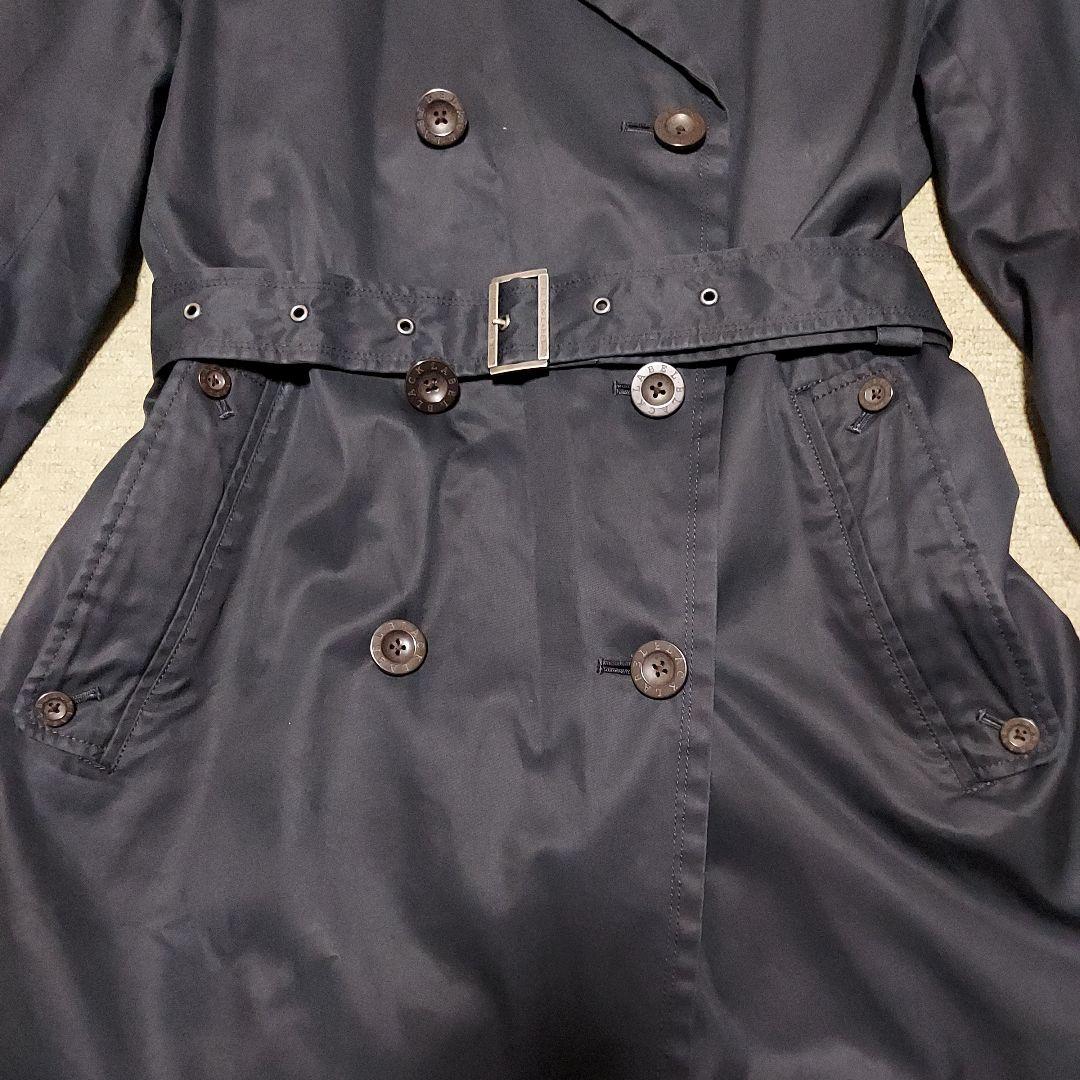 バーバリーブラックレーベル トレンチコート ノバチェック ダブル ベルト 黒 M