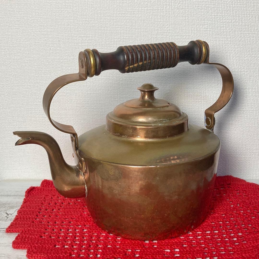 希少 アンティーク 銅製 ケトル やかん 北欧 雑貨 コッパー インテリア
