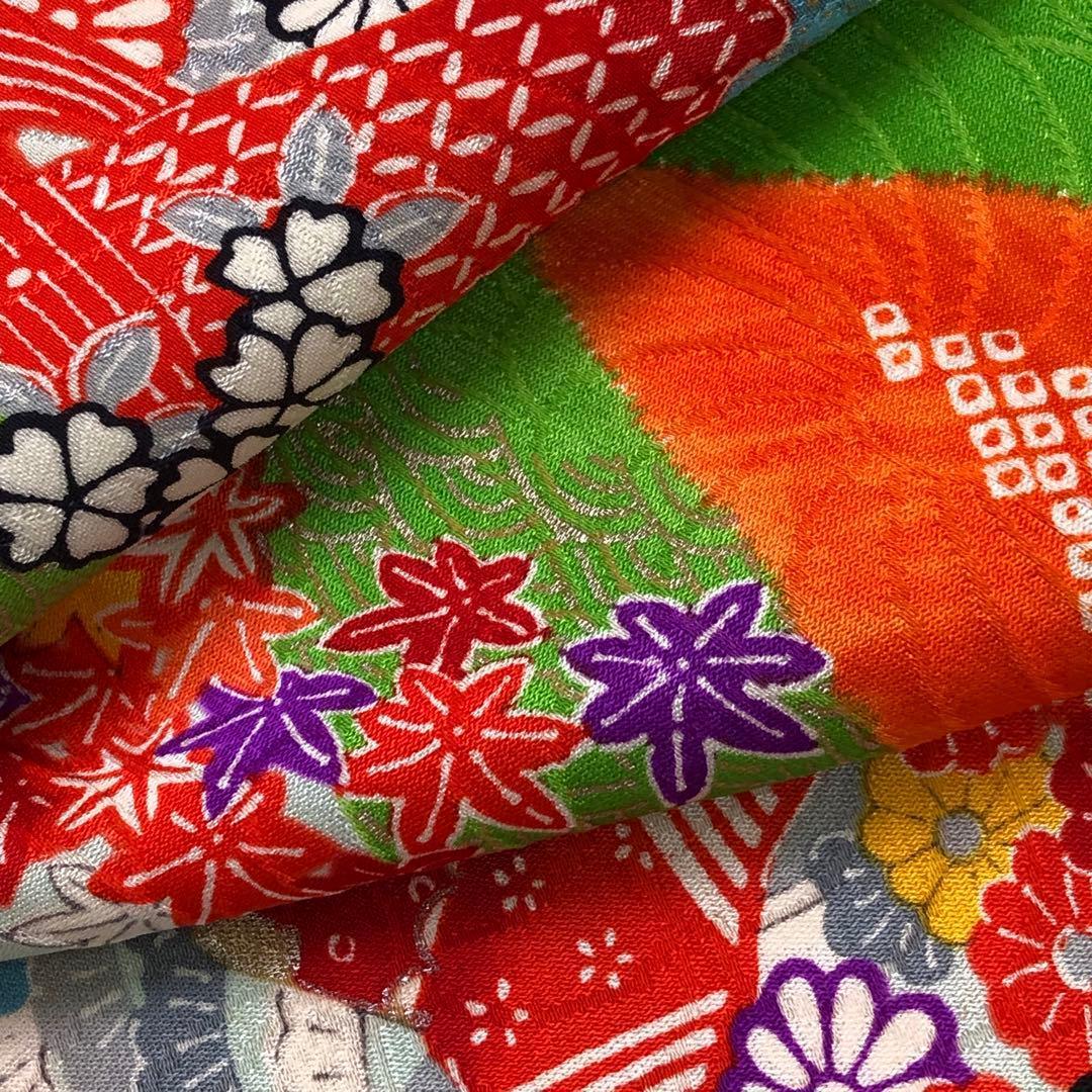 子供着物 七五三 3歳 松皮菱 花模様 絞り模様 CK-7378