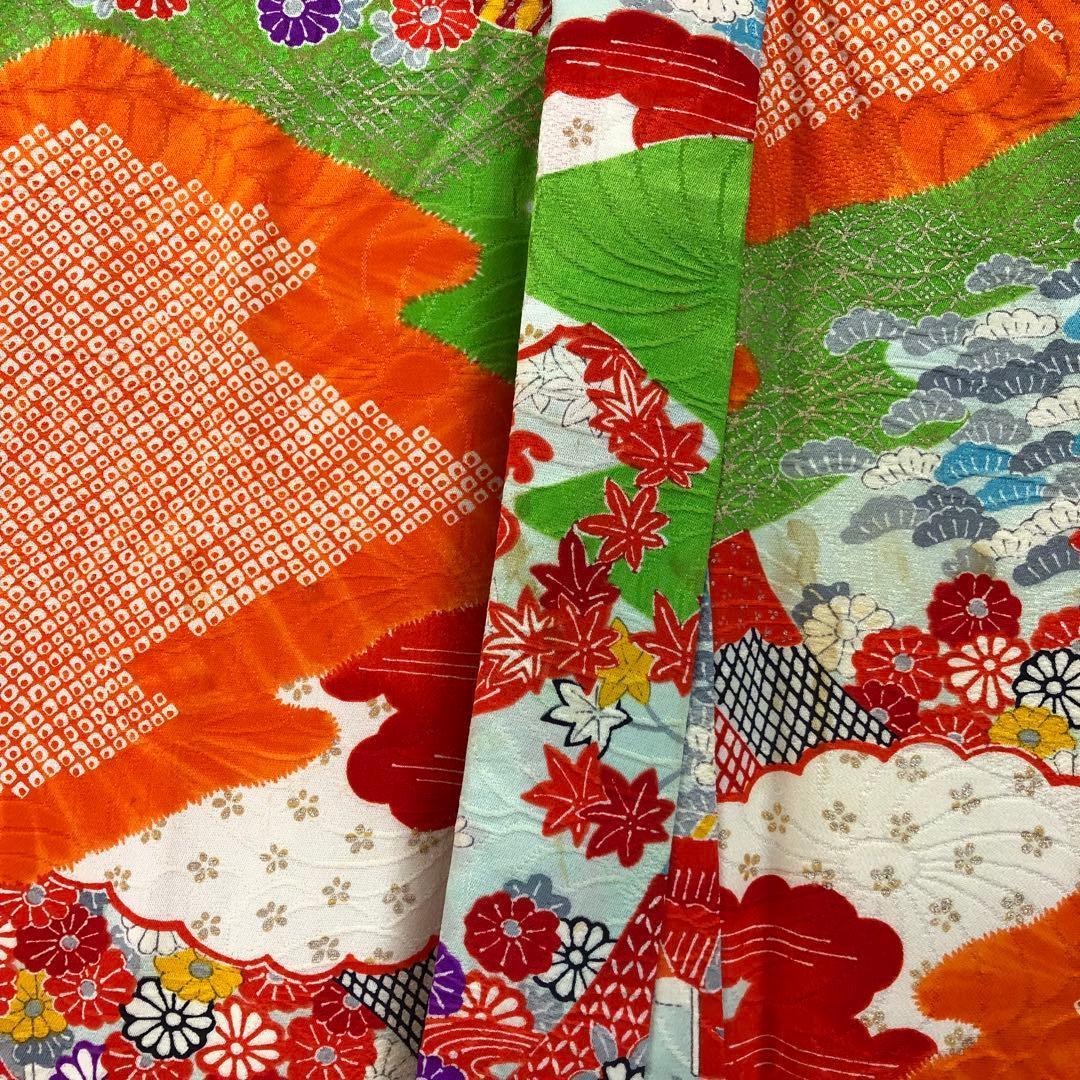 子供着物 七五三 3歳 松皮菱 花模様 絞り模様 CK-7378