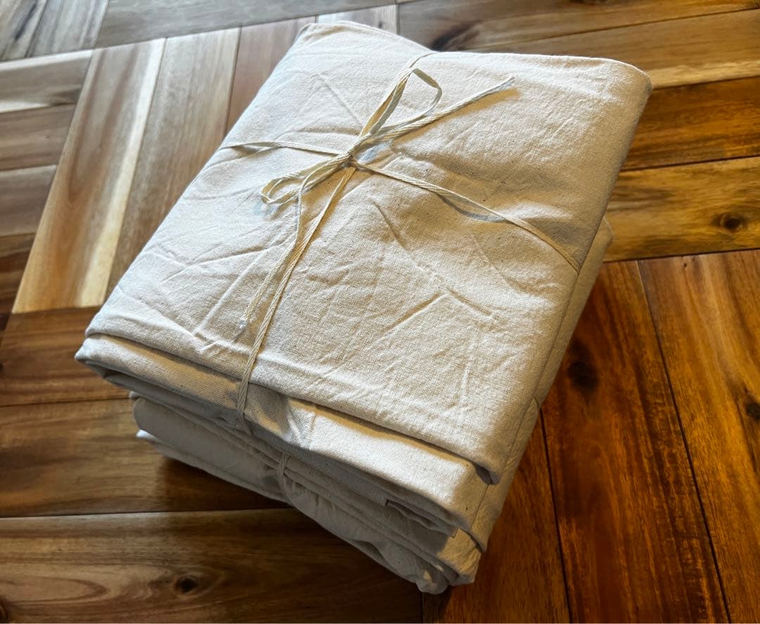 無印良品　綿洗いざらし平織ノンプリーツカーテン／生成　4枚セット