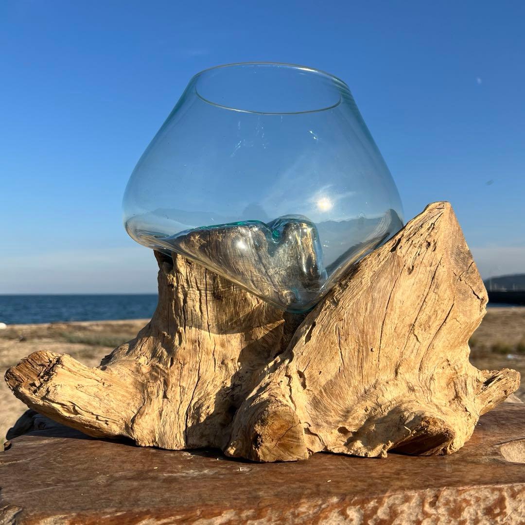 流木ガラス オブジェ超特大J 花瓶 金魚鉢 水槽 テラリウム 観賞魚 メダカ容器