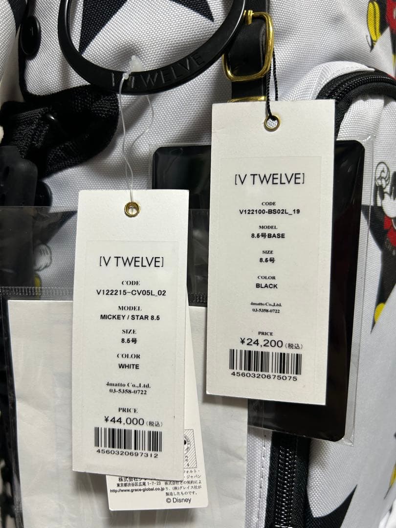 新品未使用！高級V12 ミッキーマウス着せ替えキャディバッグ8.5型ホワイト