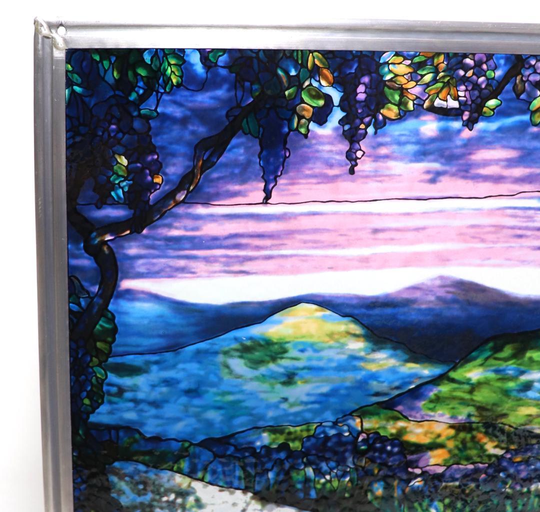 ルイス・C・ティファニー ヴィンテージ ステンドグラス 雄大な山々の夜明け 大型