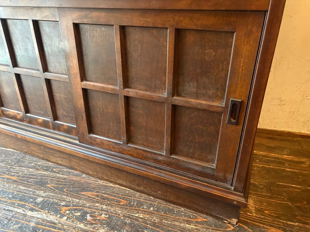 木製ガラスキャビネット 収納棚 食器棚 アンティーク 昭和レトロ