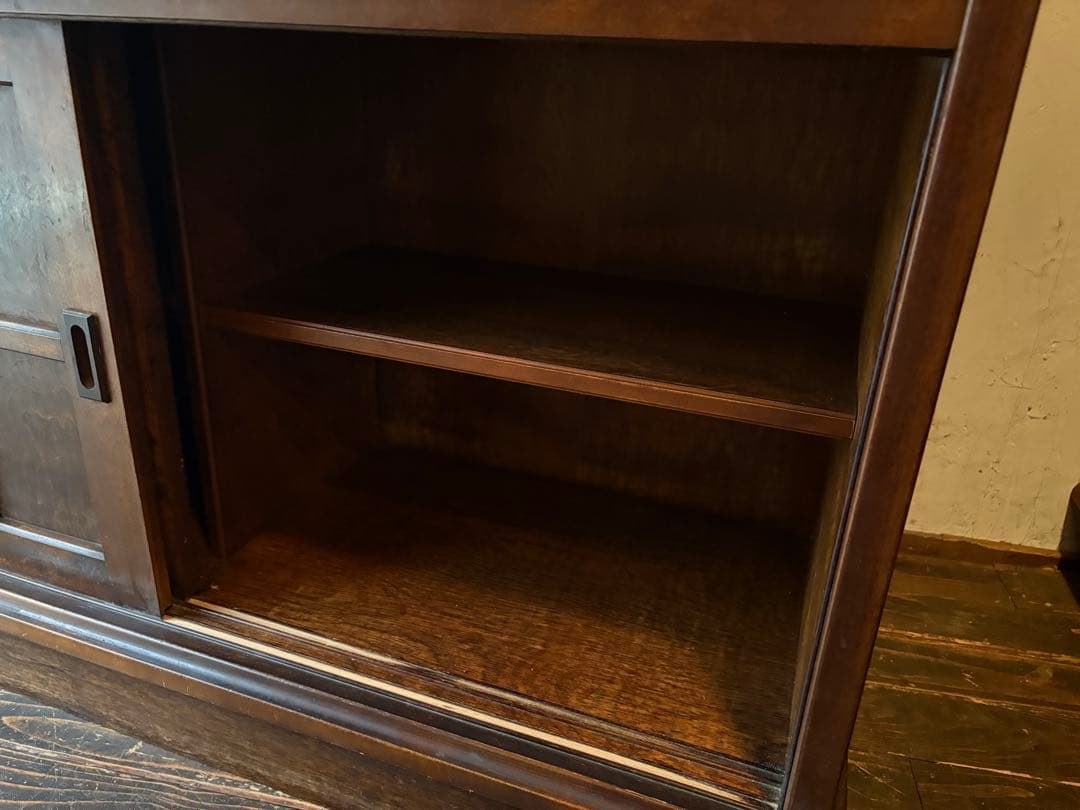 木製ガラスキャビネット 収納棚 食器棚 アンティーク 昭和レトロ