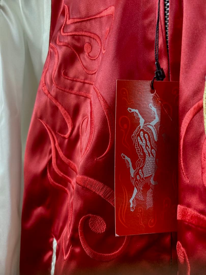 ◾️限定品 キリンビール スカジャン 赤×白 刺繍 豪華デザイン◾️ビンテージ風