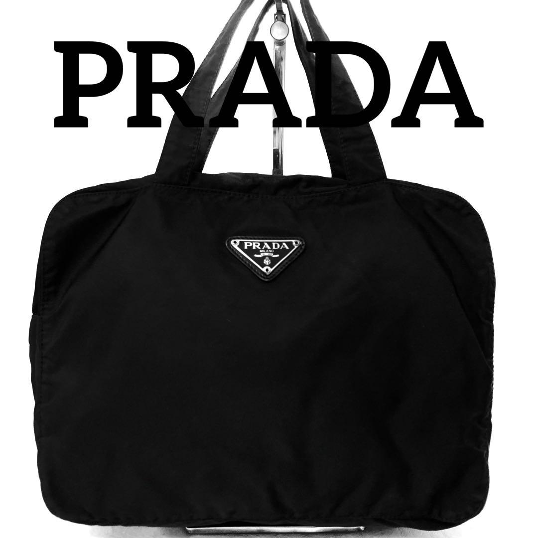 良品　PRADA プラダ　トートバッグ　ナイロン　ハンドバッグ　黒　ブラック