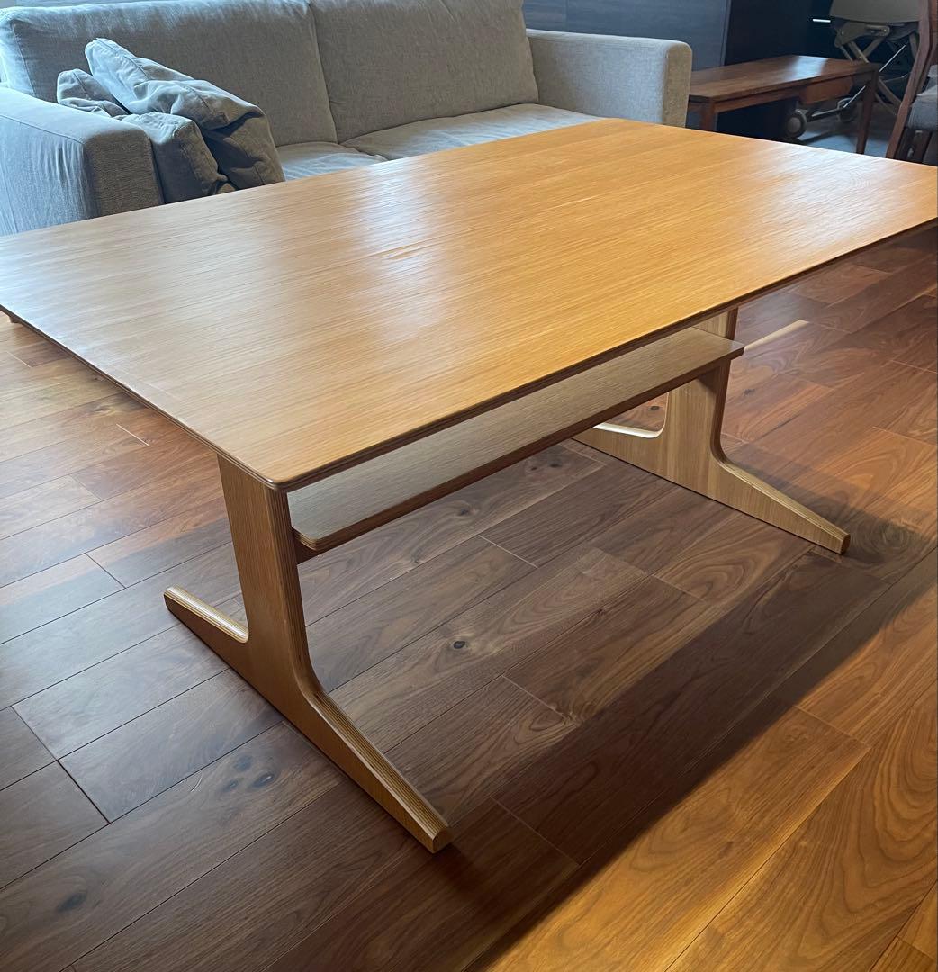 無印良品　木製 ダイニングテーブル リビングテーブル 棚付き ナチュラル　完成品