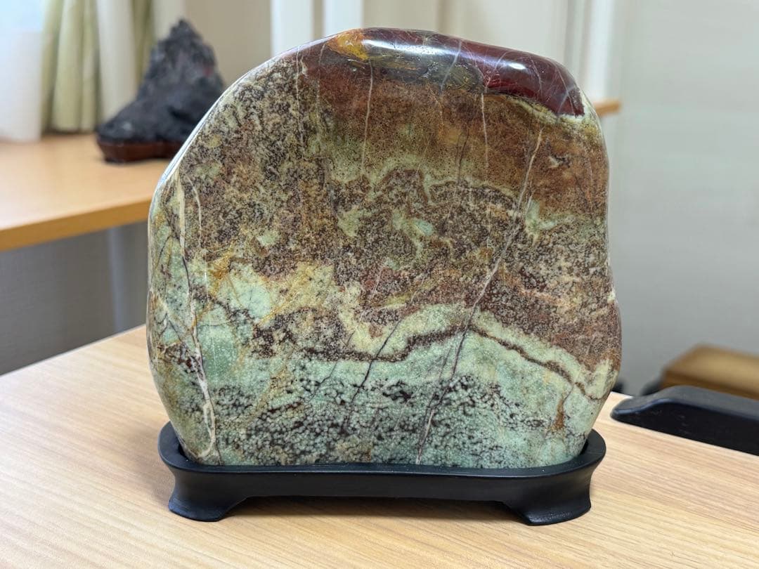 孔雀石 五色石 鑑賞石 天然石 水石 盆石 色石 デスク インテリア 置物