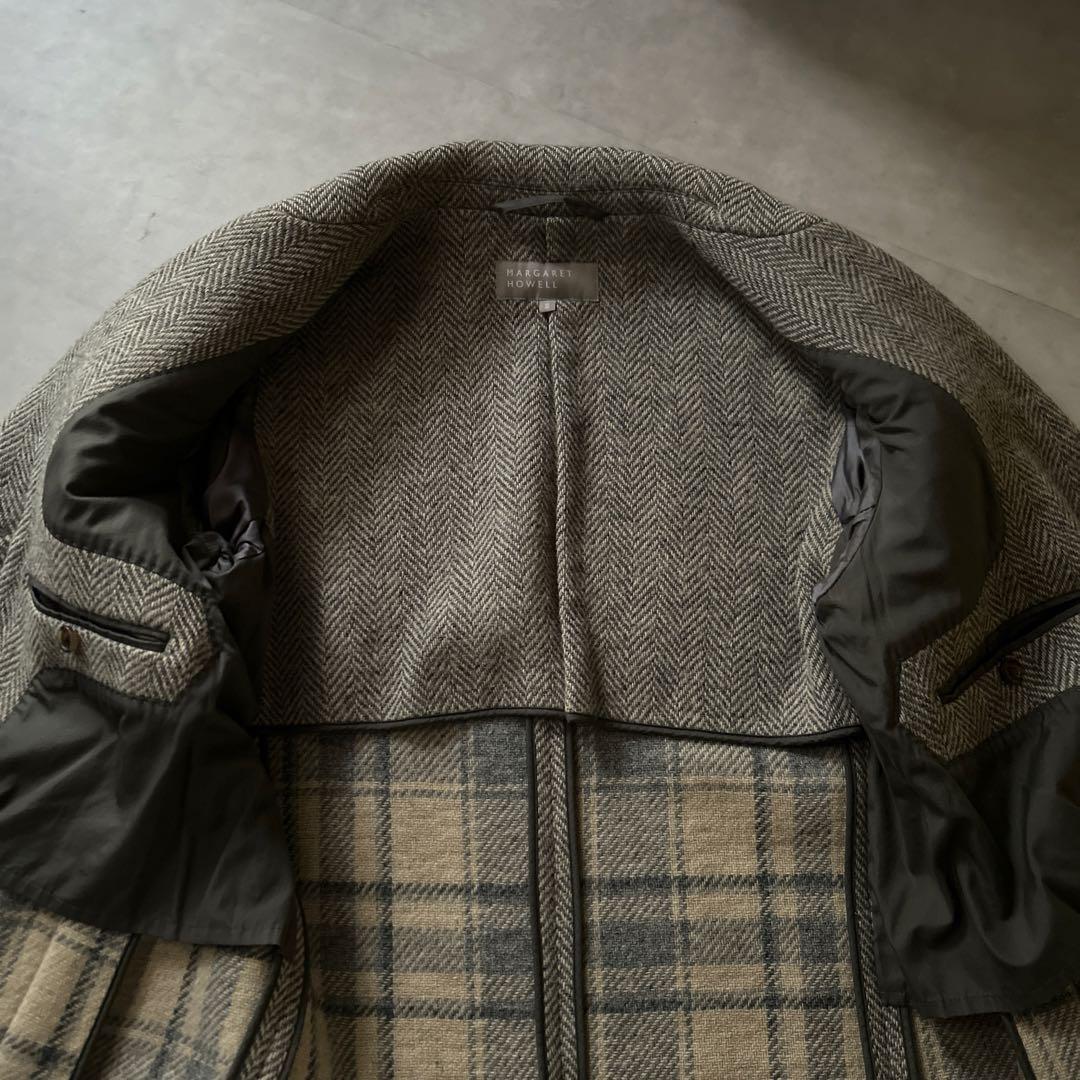 MARGARET HOWELL ヘリンボーン チェスターコート　比翼ボタン