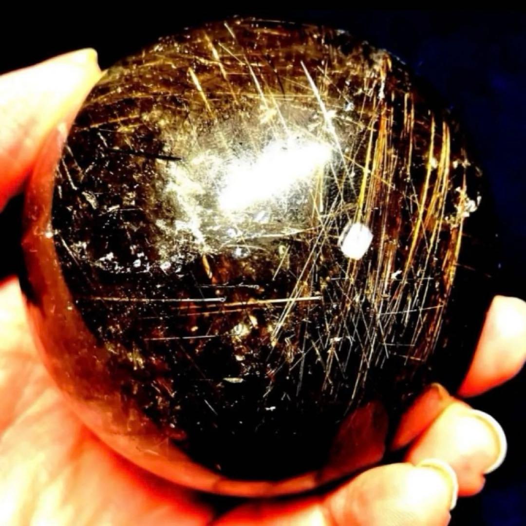 超大玉　67mm ゴールドスモーキールチルクォーツ　金針水晶　パワーストーン