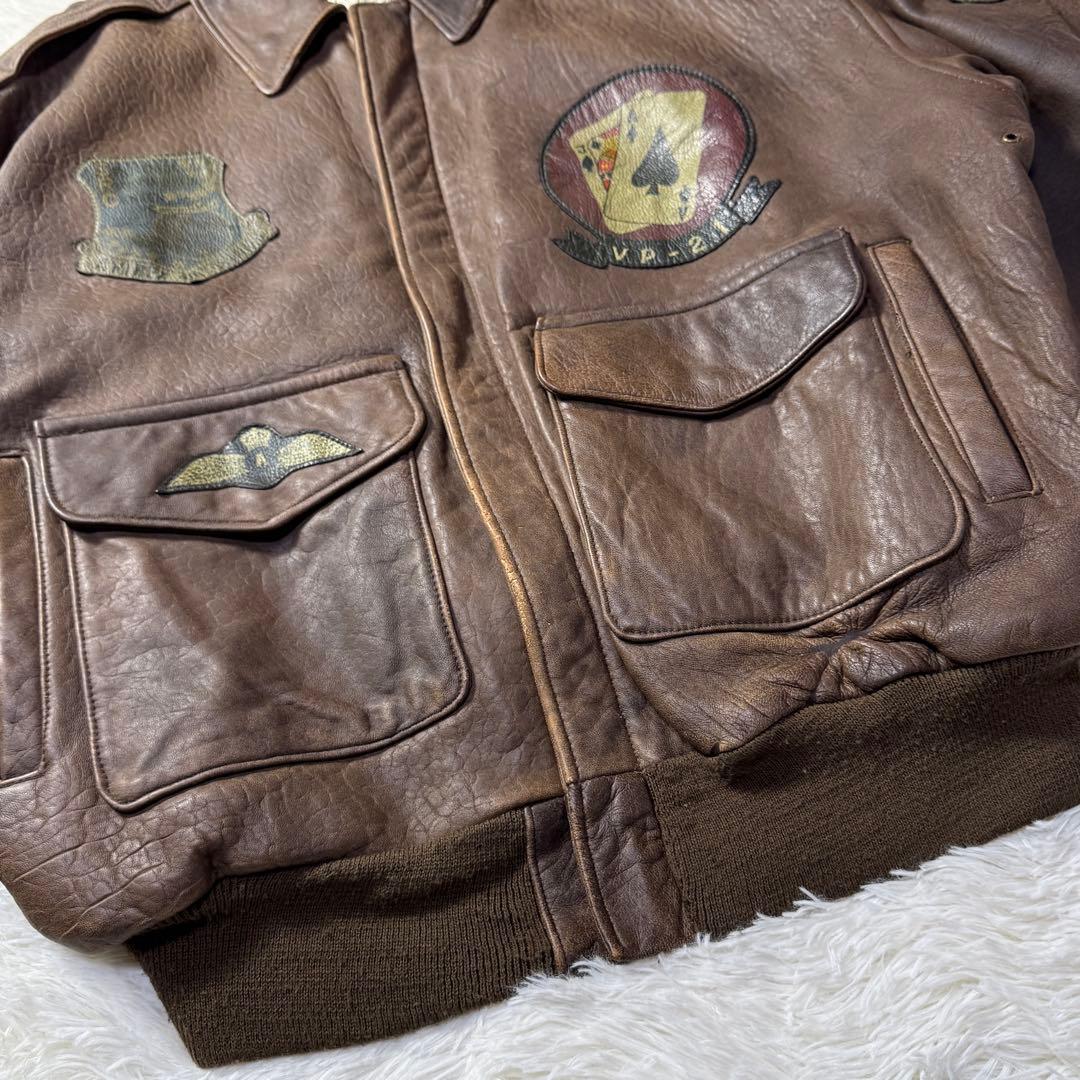 【USA製】80s AVIREX A-2 フライトレザージャケット ブラウン