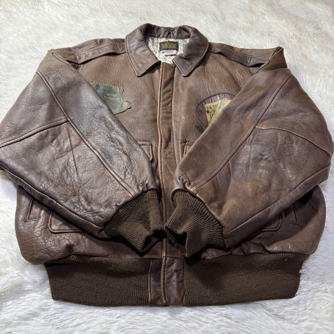 【USA製】80s AVIREX A-2 フライトレザージャケット ブラウン