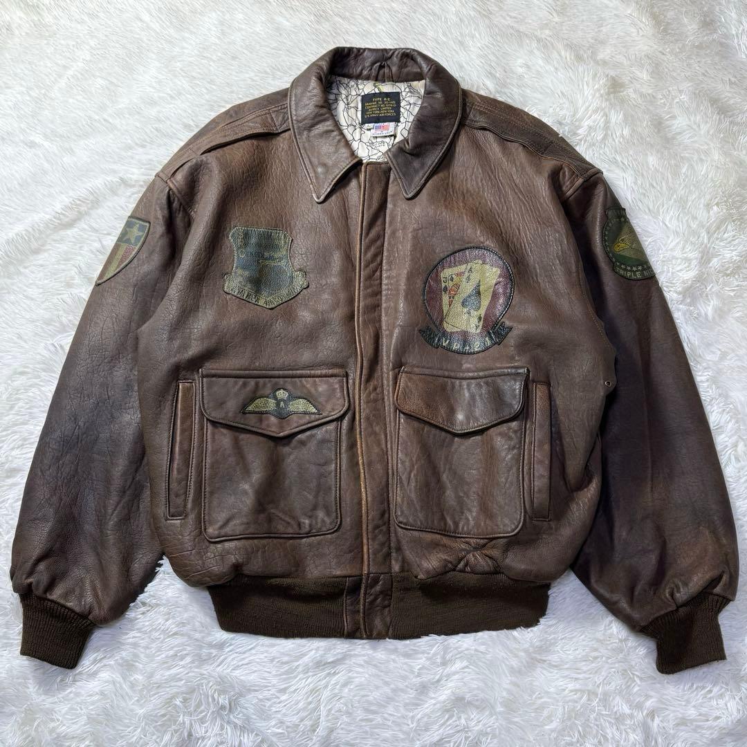 【USA製】80s AVIREX A-2 フライトレザージャケット ブラウン