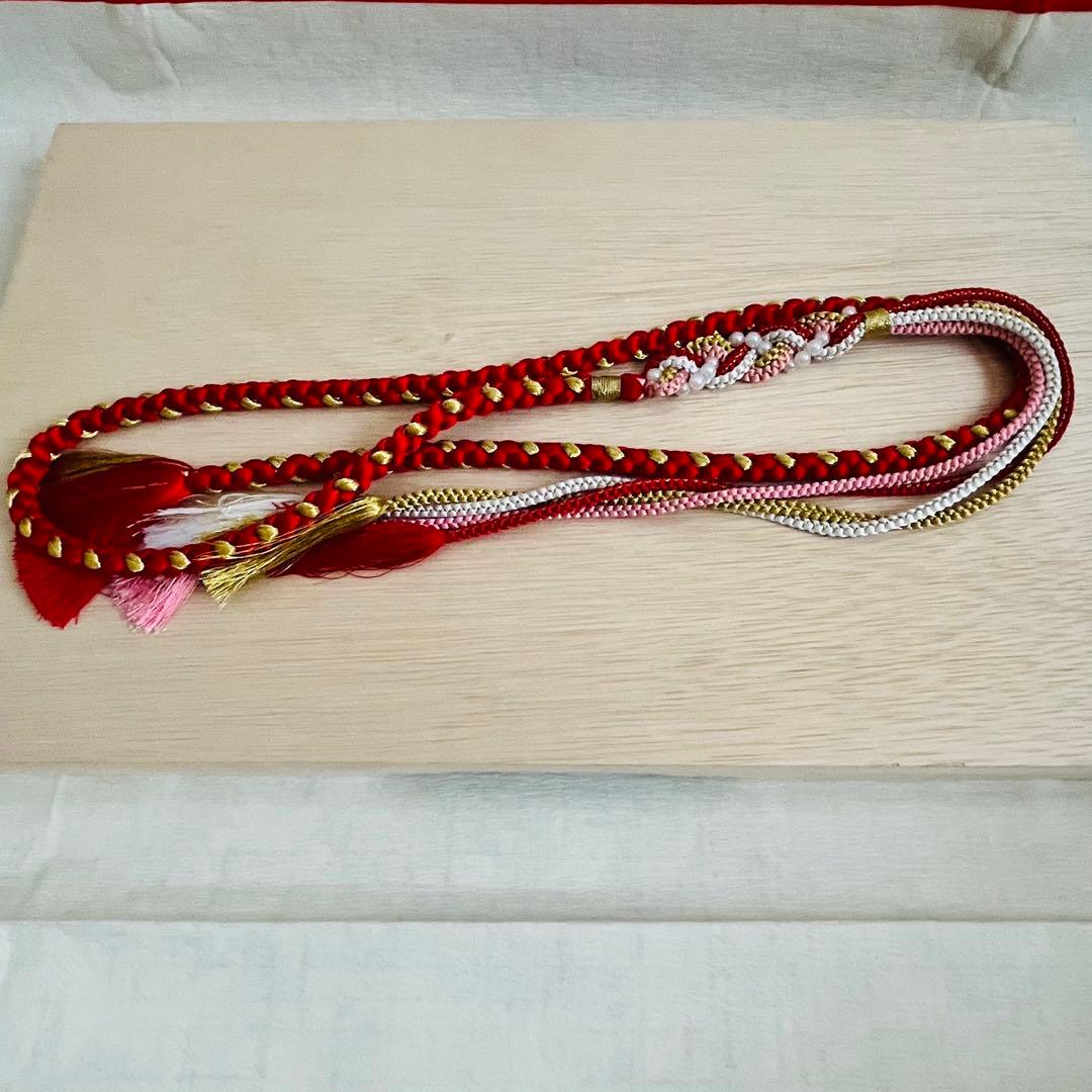 【美品】七五三　7歳セット　結び帯　草履　バッグ　ハコセコセット