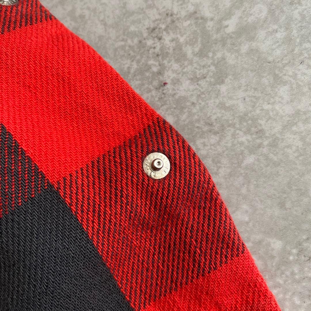 70s FIVEBROTHER キルティング ネルシャツ USA製 赤×黒 XL