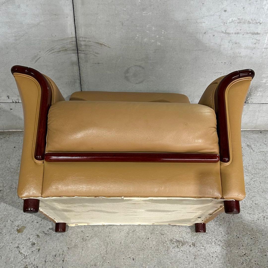 ✦昭和レトロ✦ミッドセンチュリー 1人掛けソファー木製フレーム ベージュ合成皮革