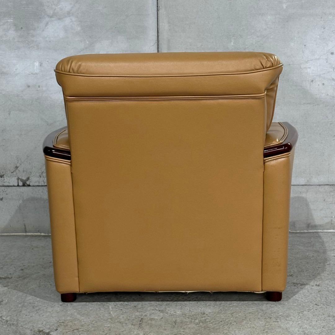 ✦昭和レトロ✦ミッドセンチュリー 1人掛けソファー木製フレーム ベージュ合成皮革