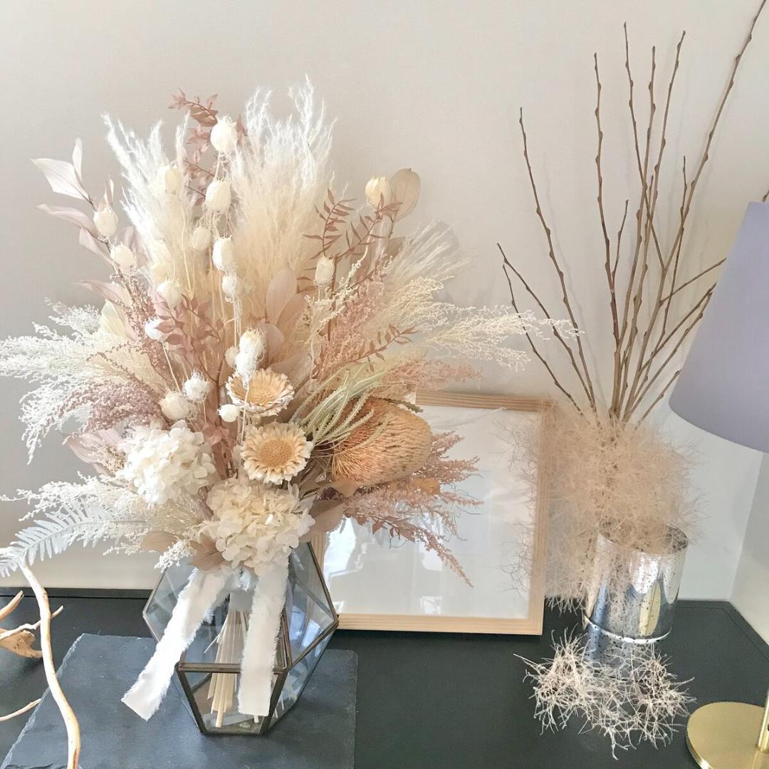 雪だるま❄︎さま専用カシミアベージュの大きなスワッグ（ブーケ）LLふっくらタイプ