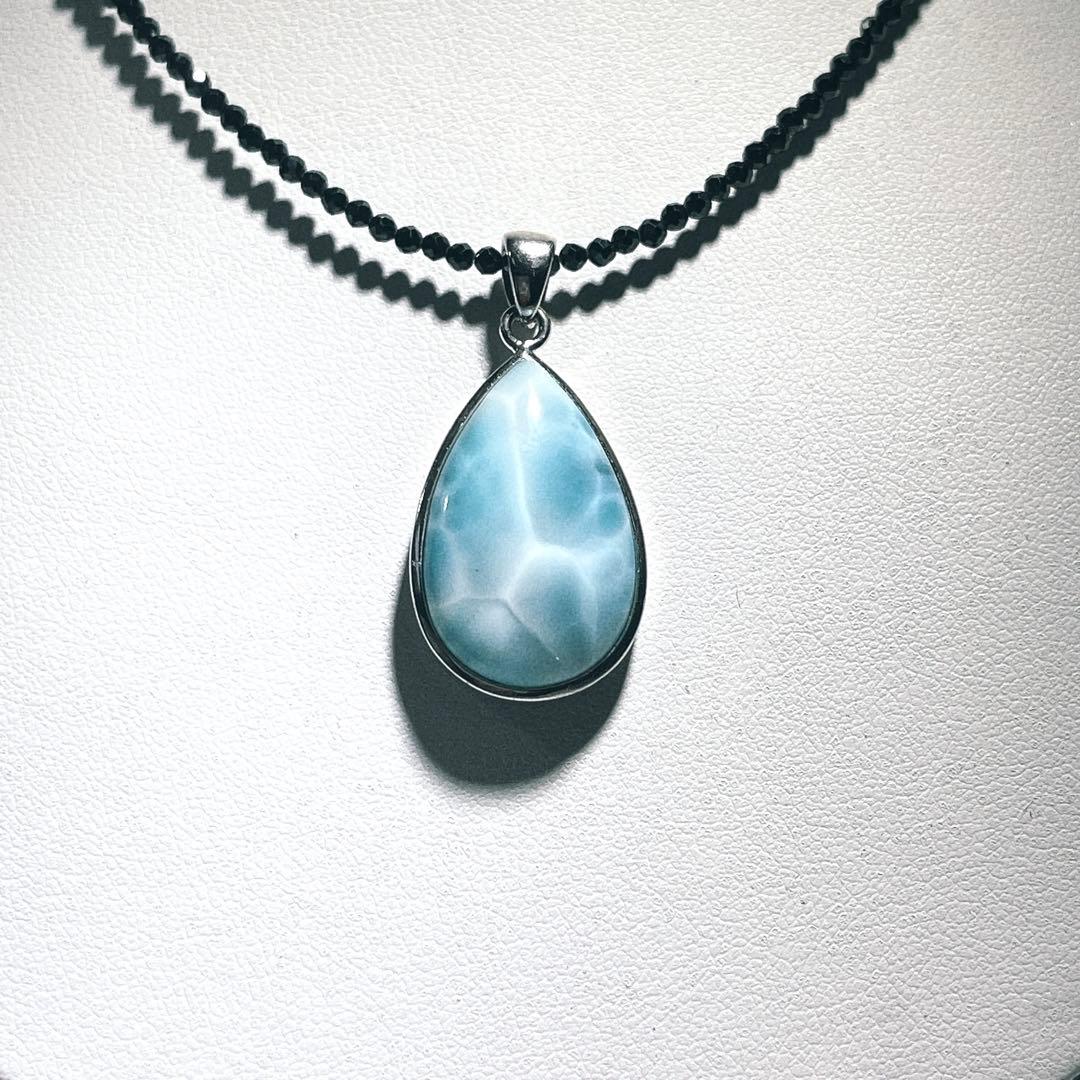 ラリマーペンダントブラックスピネルネックレスNO25-1786