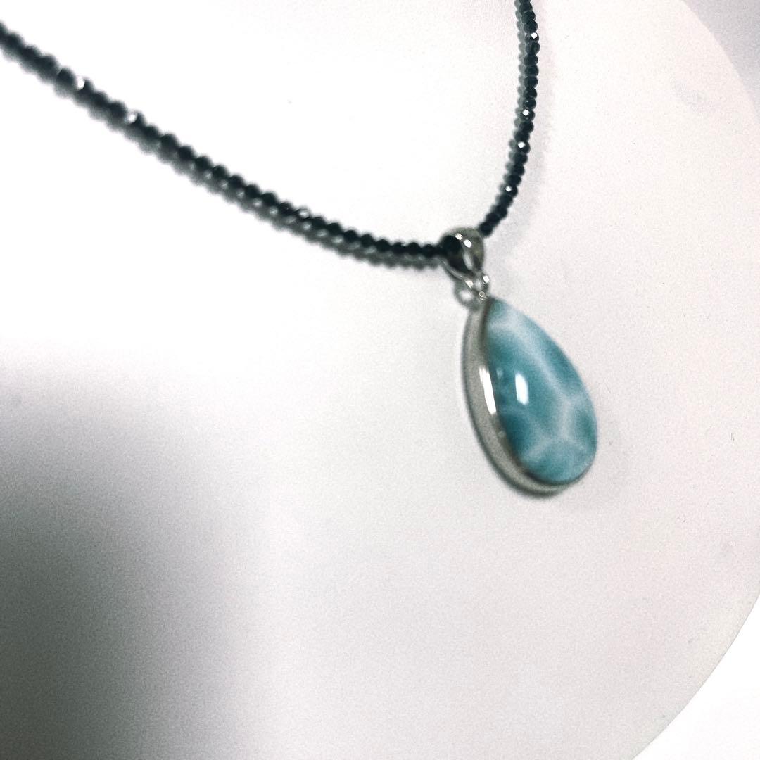 ラリマーペンダントブラックスピネルネックレスNO25-1786