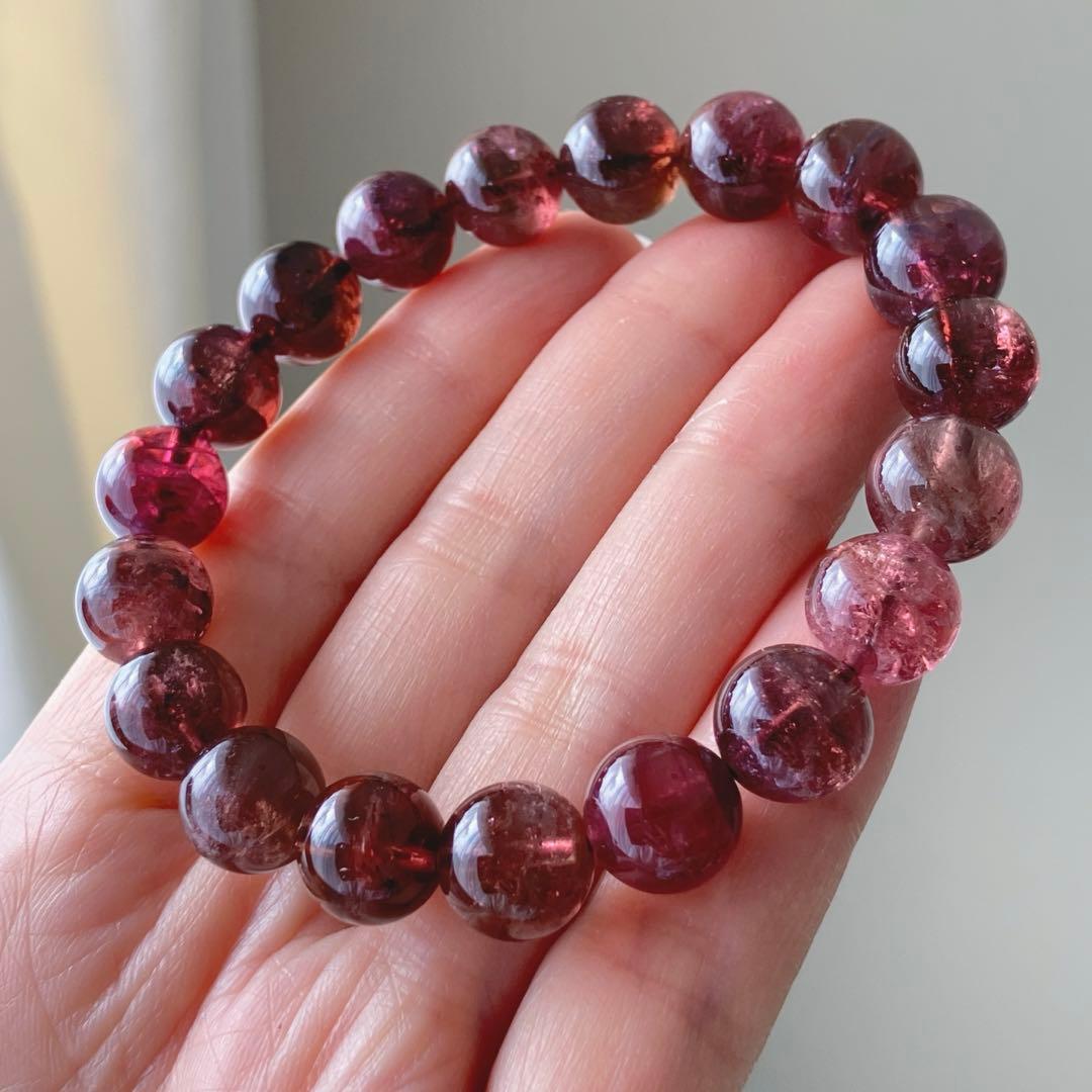 天然石 ルベライト ピンクトルマリン ブレスレット キャッツ 10ミリ玉 高品質