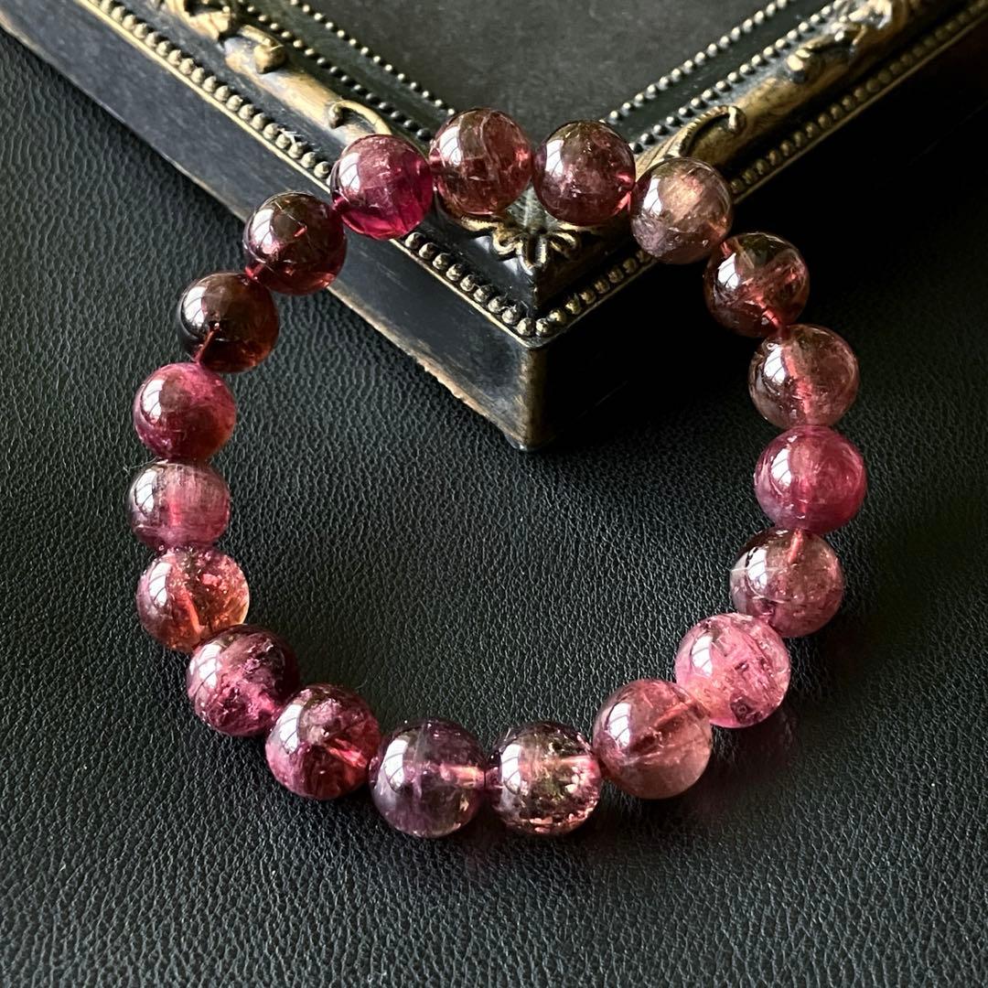 天然石 ルベライト ピンクトルマリン ブレスレット キャッツ 10ミリ玉 高品質