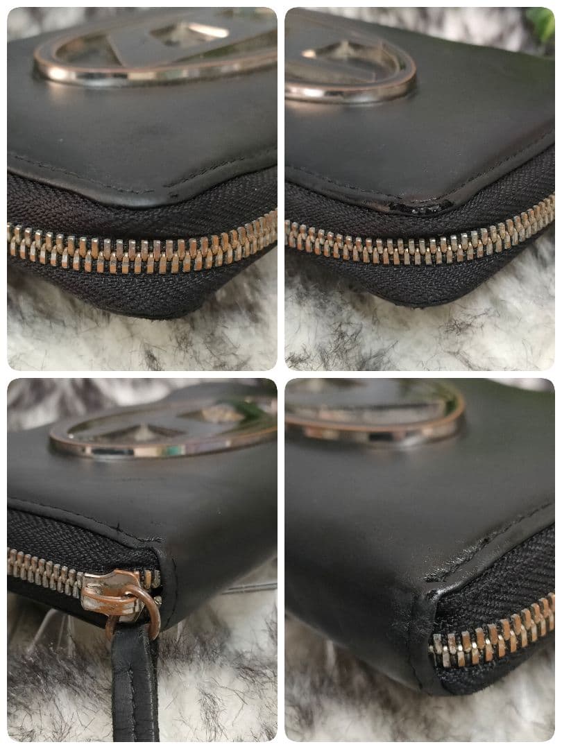 DIESEL 長財布 レザー Dロゴ ブラック ディーゼル 財布 黒革オーバルD