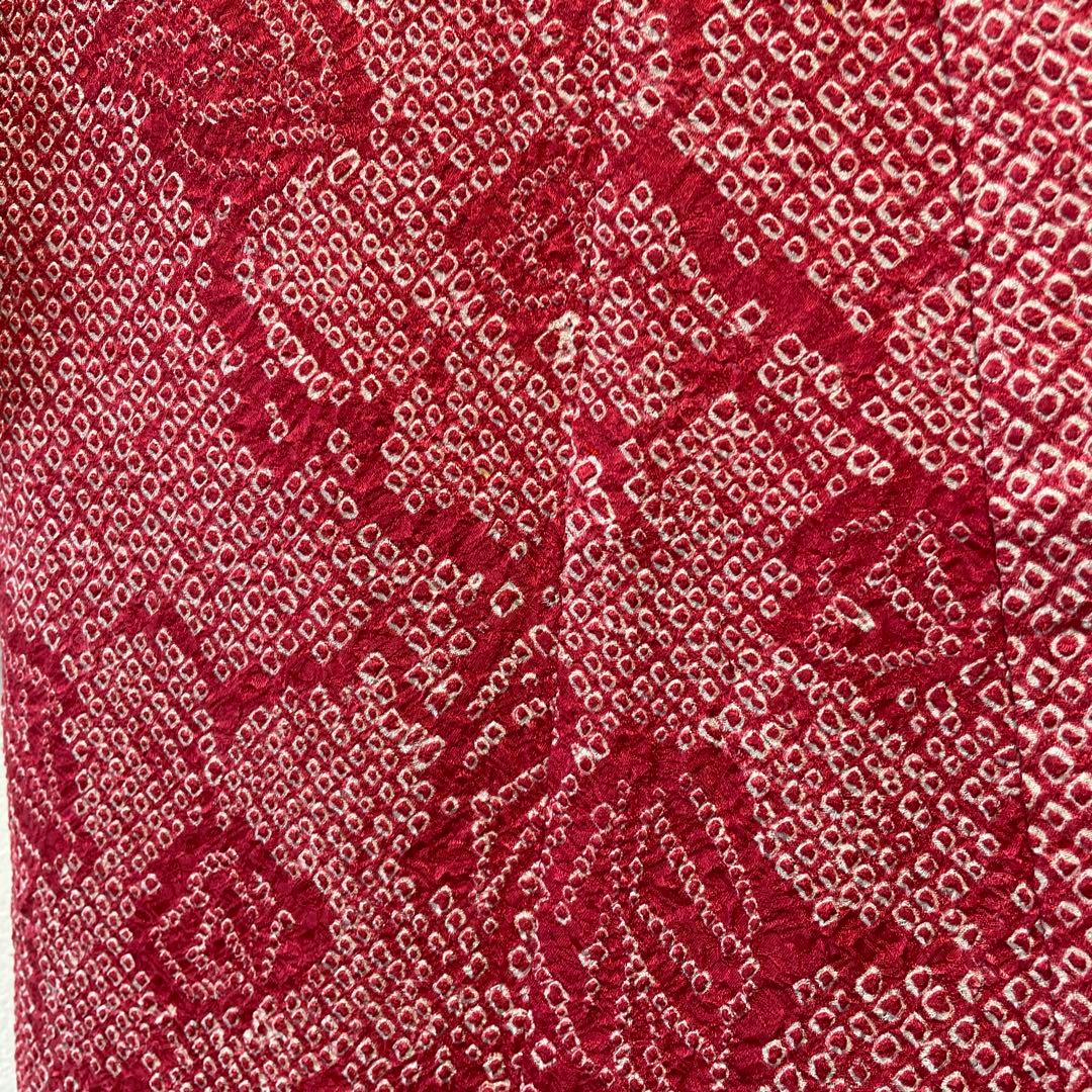 □七五三　3歳正絹女児用総絞り振り袖着物　鹿の子　シボ