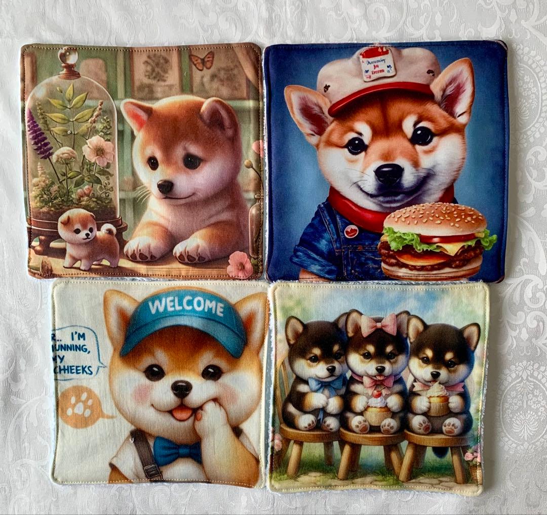 豆柴助　ティーカップに入った可愛い仔犬と紫陽花　トートバッグ　小物入れ