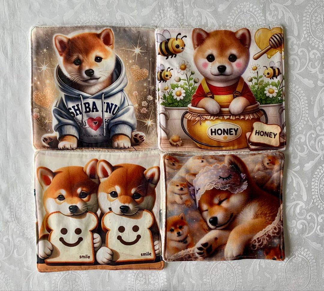 豆柴助　ティーカップに入った可愛い仔犬と紫陽花　トートバッグ　小物入れ