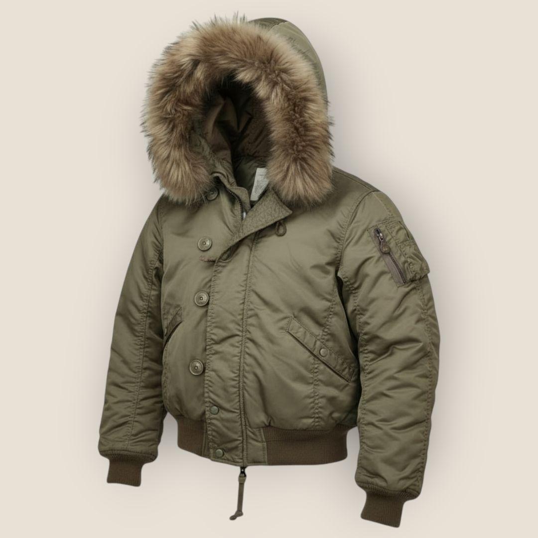 美品 goa n2b フライトボンバージャケット ファーフード ラクーン 羊革