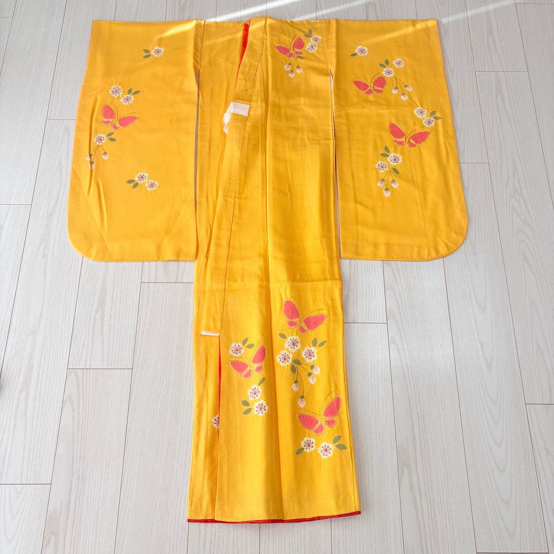 七五三 子供　着物　山吹色　７歳