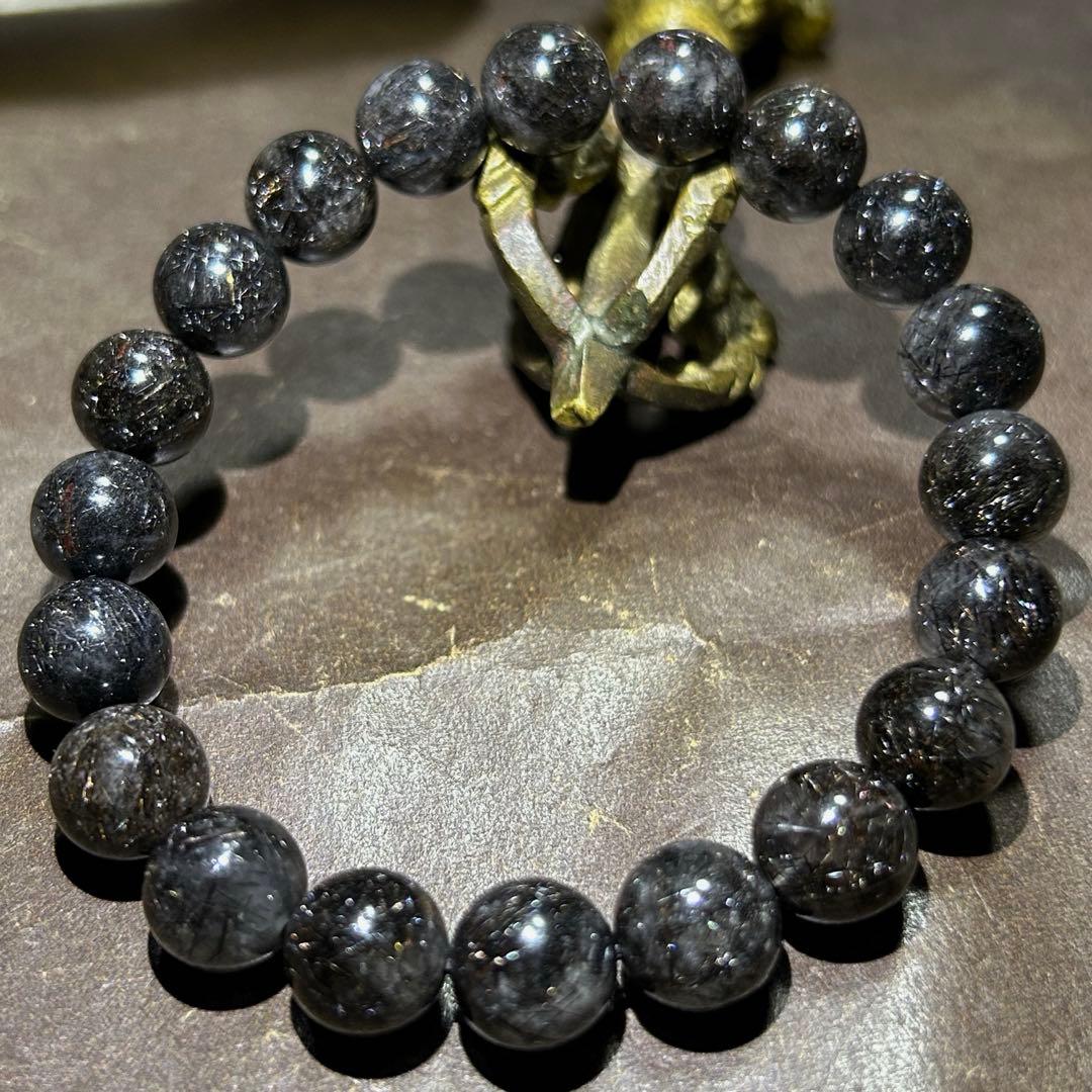 ♦︎別格高級品！プラチナ　ブラック　ルチル　ブレス　希少！財福大黒秘宝⑤