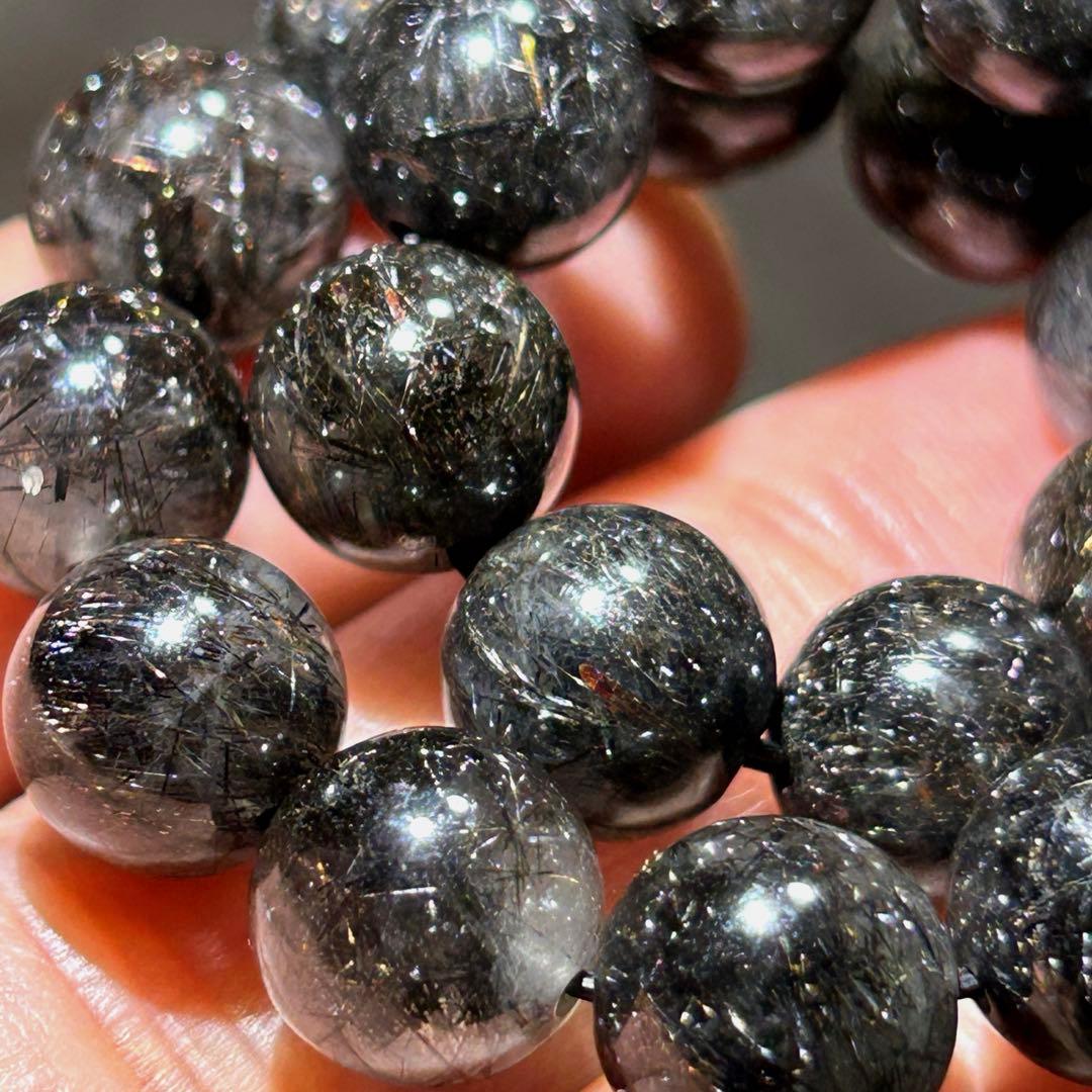 ♦︎別格高級品！プラチナ　ブラック　ルチル　ブレス　希少！財福大黒秘宝⑤