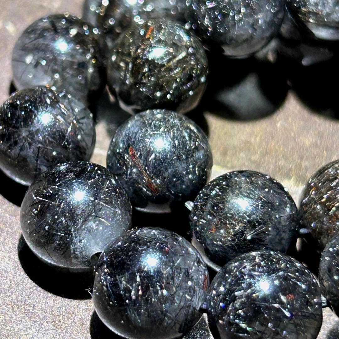 ♦︎別格高級品！プラチナ　ブラック　ルチル　ブレス　希少！財福大黒秘宝⑤