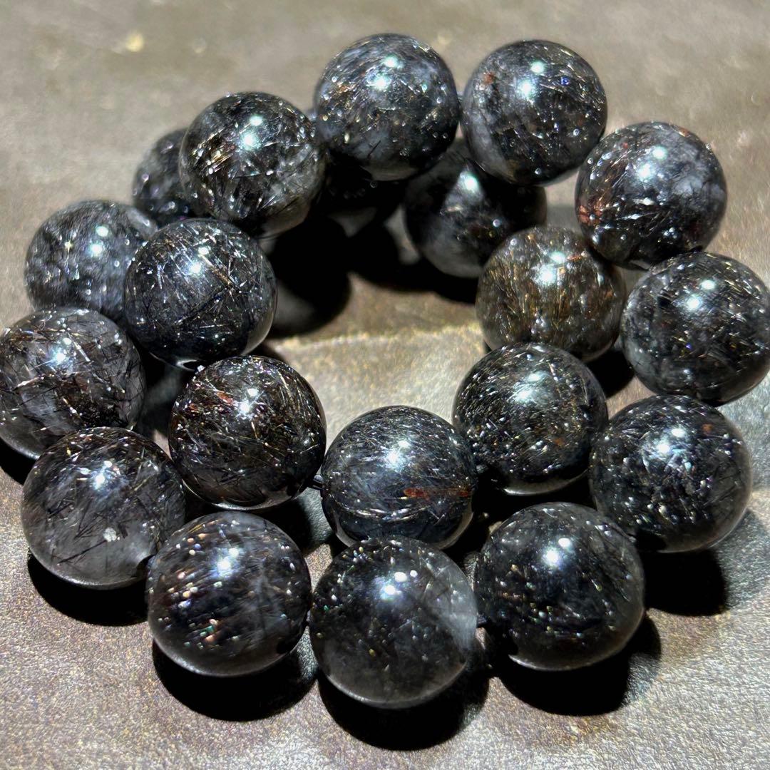 ♦︎別格高級品！プラチナ　ブラック　ルチル　ブレス　希少！財福大黒秘宝⑤