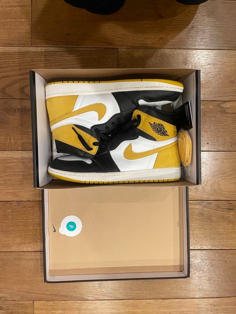 靴 Nike Air Jordan 1 Black/White/Yellow