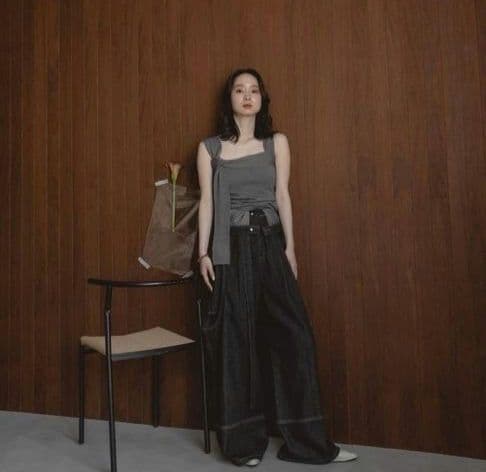 mideal マイディール カットアウトデザインワイドデニム ブラック M