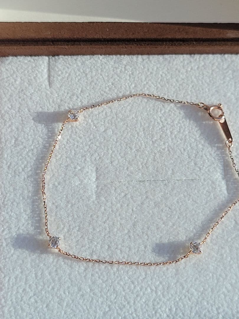 美品★Canal 4℃ K10 PG ジルコニア3石 ブレスレット ゴールド