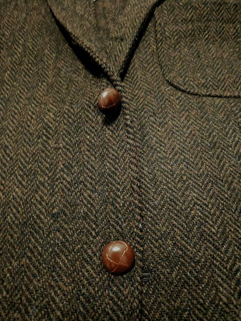 Beams ヘリンボーンツイードジャケット ダークブラウン