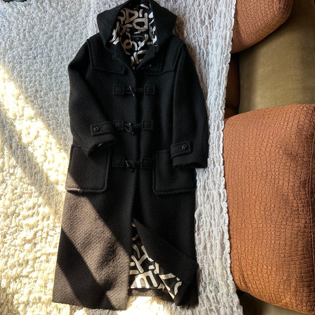 美品CHANEL ブラック ラメ　ダッフルコート サイズ42(メンズだと48)