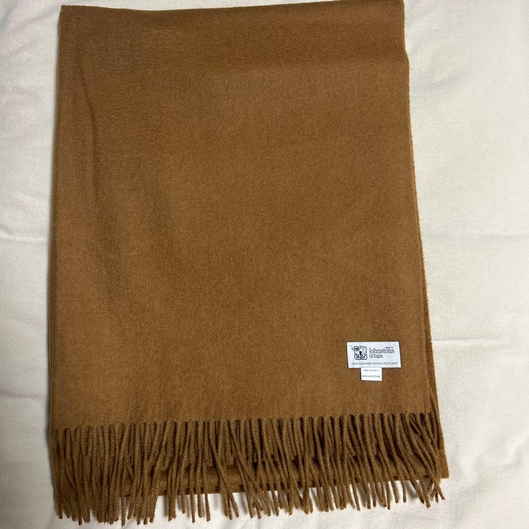 Johnstons of Elgin 大判 カシミヤ ストール ブラウン