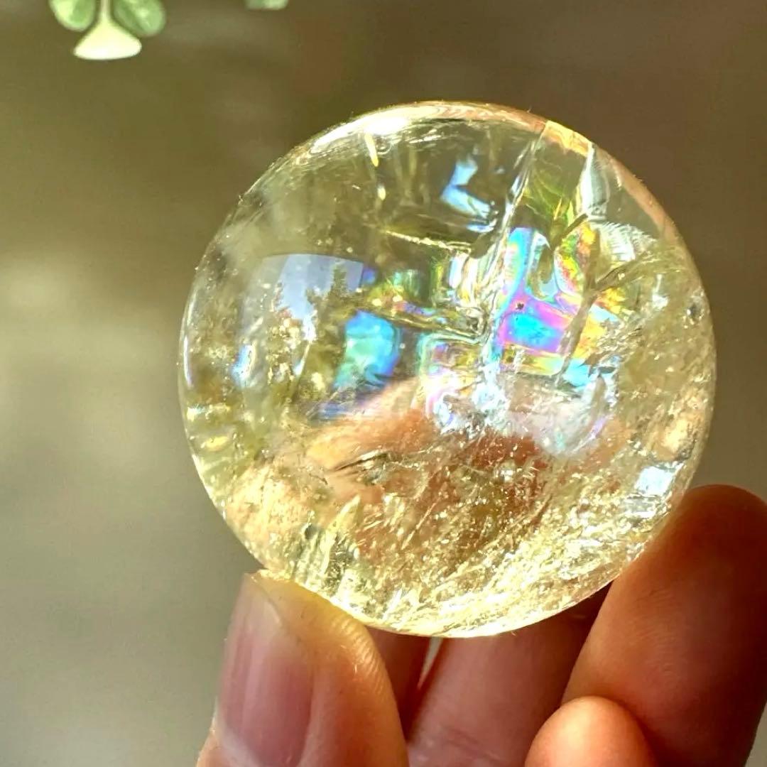 シトリン　虹　スフィア　4.0㎝　レインボーシトリン　Citrine