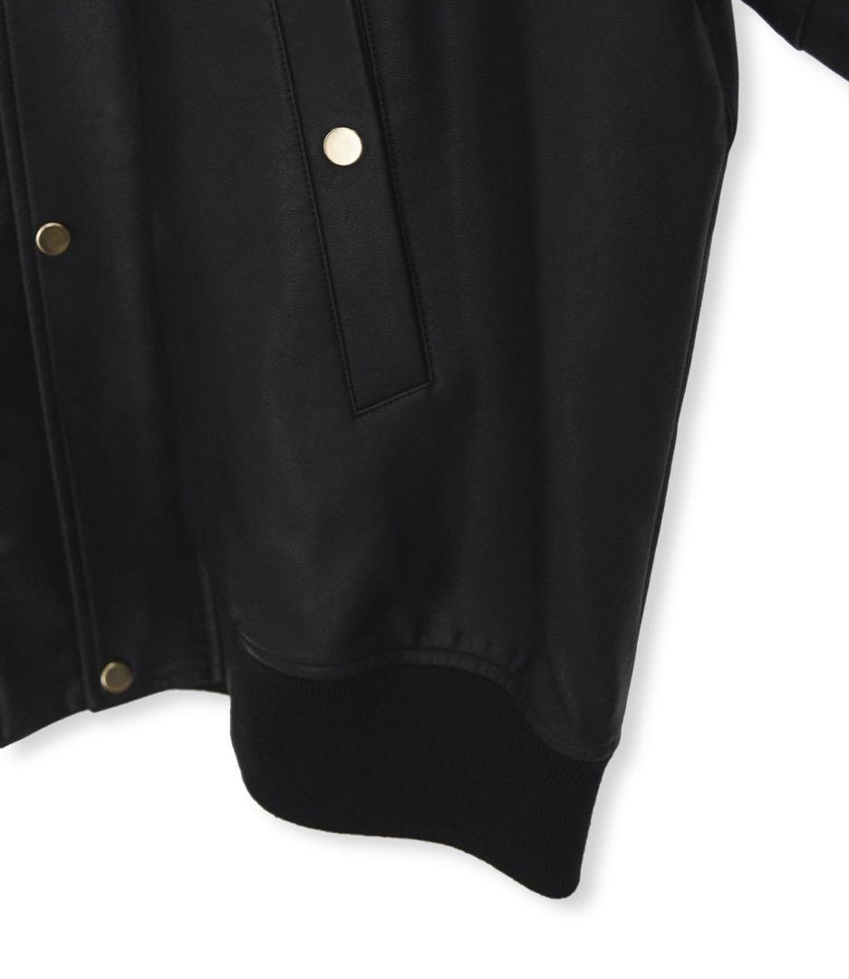 美品　アダムエロペ　シンセティックレザーフライトジャケット　黒