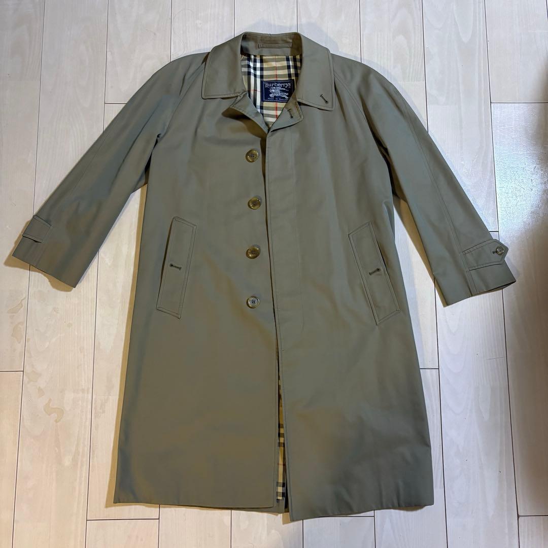 【希少】バーバリー　ステンカラーコート ノバチェック英国製 玉虫色　コットン
