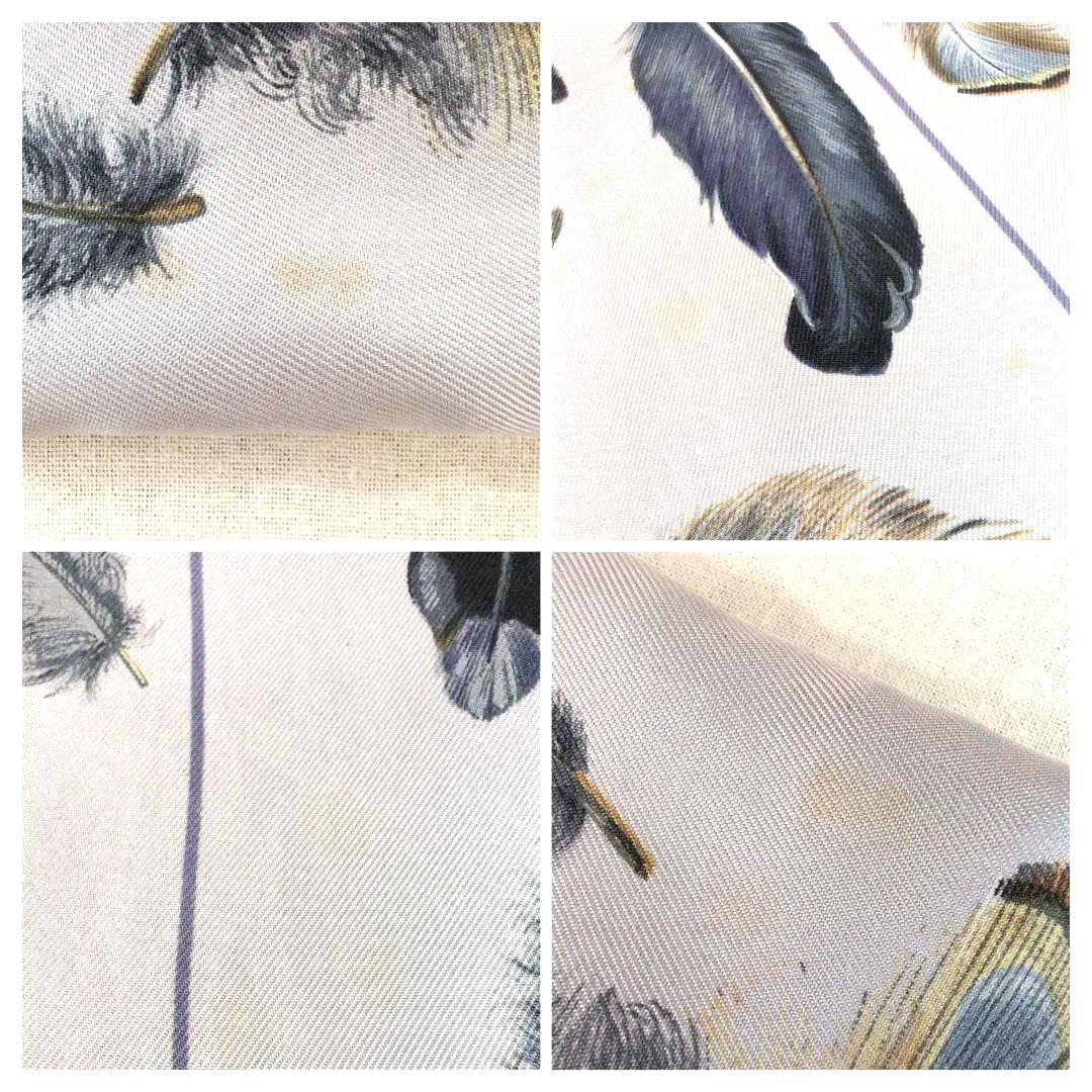 HERMES リバーシブル大判ショール シルク×アンゴラ 羽根柄 青灰 d112