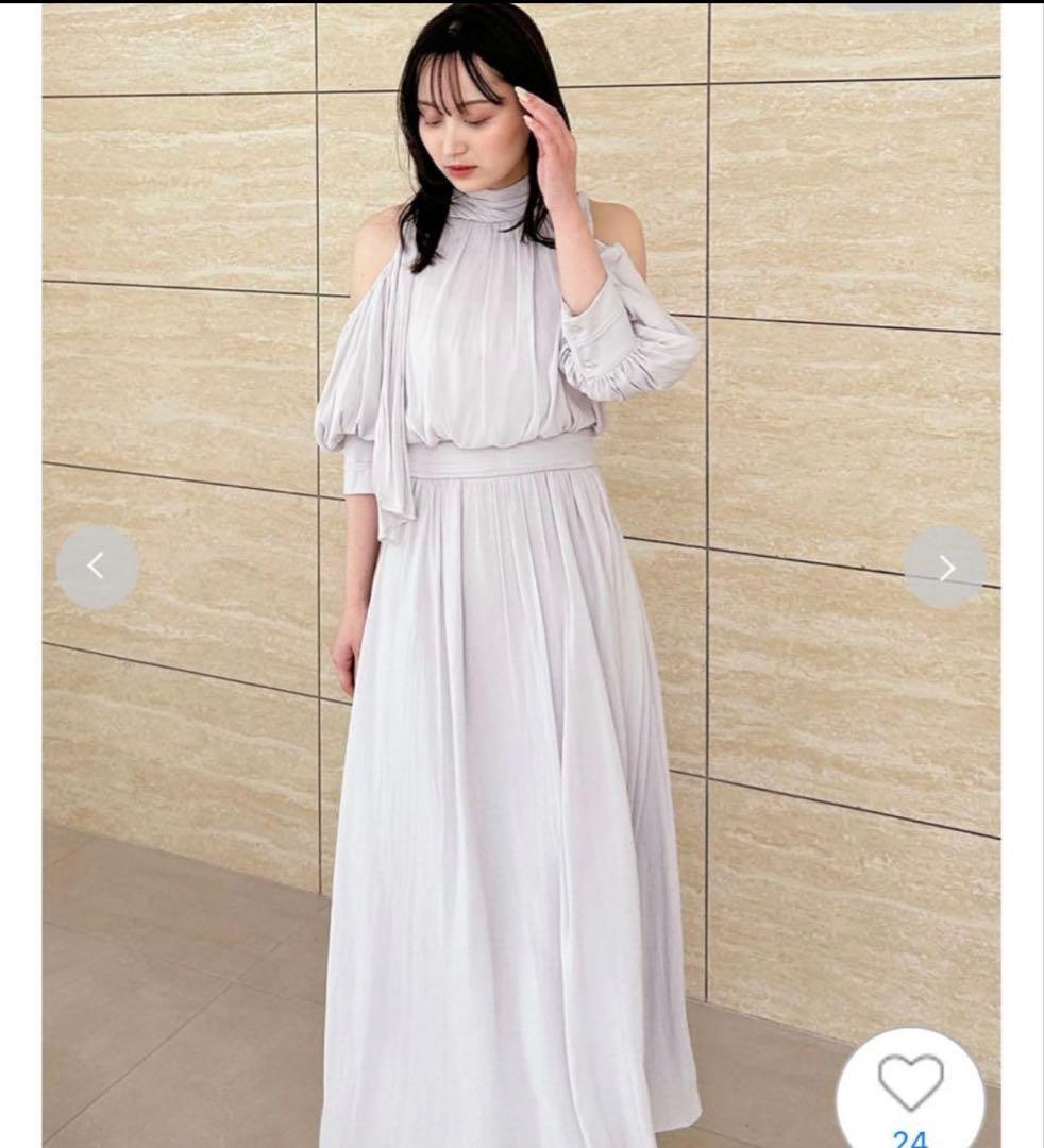 SNIDELコールドショルダーワンピース ライトグレー　新品　タグ付き