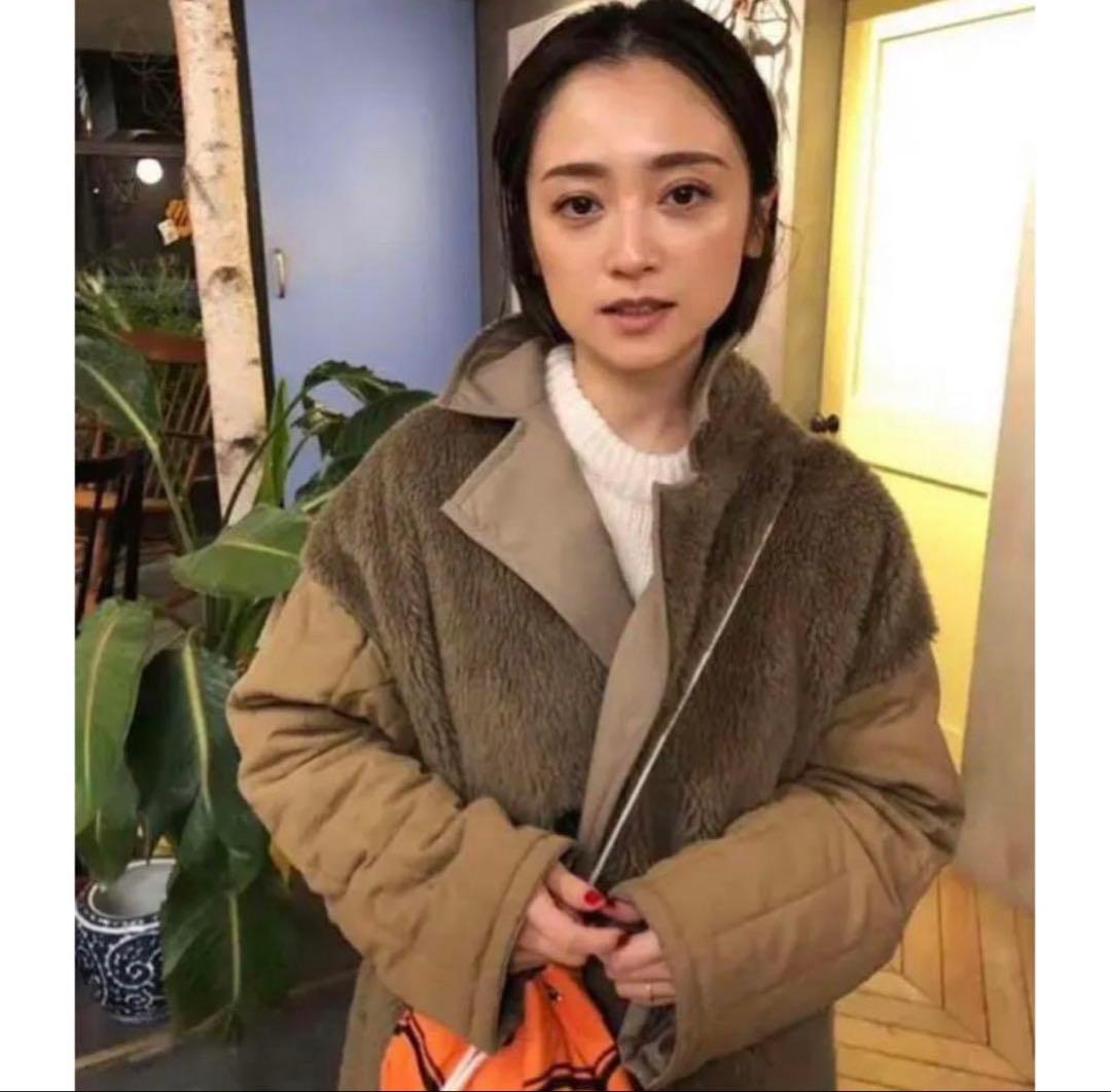 E*o様 美品CLANE 安達祐実さん着リバーシブルミリタリーロングコート1モカ